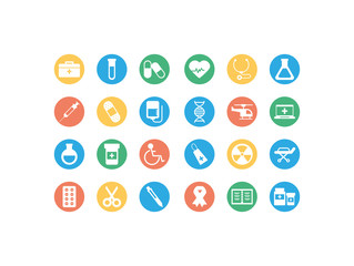 set of icons instruments medical, block and flat style icon