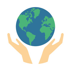 hands with world planet earth