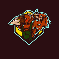 Vector illustration of strong woodchuck bring wood © terbit