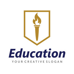 Torch logo, University Logo Design Vector