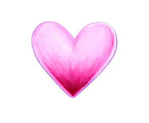 Obraz premium Delicate pink heart, drawn with markers and colored pencil. It is made in pastel colors, isolated on a white background. In can be used in design greeting cards, or as a print on fabric.