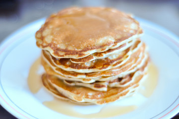 Pile of Fresh Pancakes on Plate