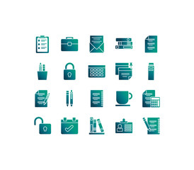 set of icons office , gradient style icon