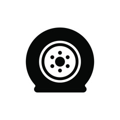 Flat tire wheel icon vector