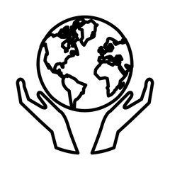 hands with world planet earth