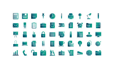 set of icons office , gradient style icon