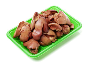 Chicken livers on white background 