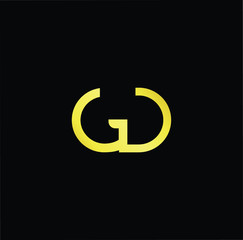 Outstanding professional elegant trendy awesome artistic black and gold color GD DG initial based Alphabet icon logo.