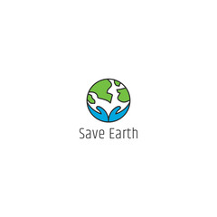Save earth logo design vector illustration template