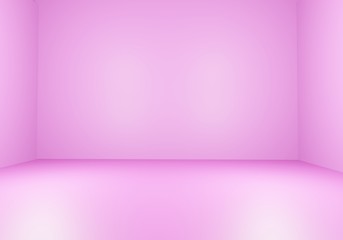 3d empty bright puple room with corner light and shadow 3D rendering