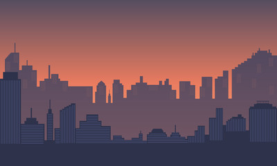 Fototapeta premium City building skyscraper in the morning with sunrise