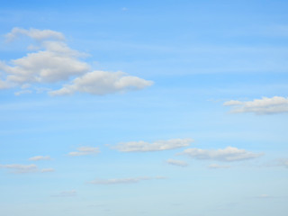 Beautiful blue sky and white fluffy clouds, Vibrant color sky with cloud on a sunny day, The morning sky with clouds in various shapes, Beautiful natural cirrus cloud background.