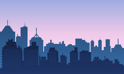 Naklejka premium Miasto z wieloma apartamentami i sklepami handlowymi