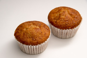 banana cupcake isolated on white background
