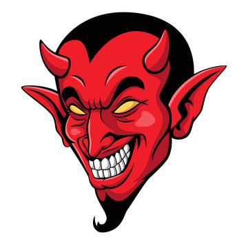Cartoon scary devil head mascot