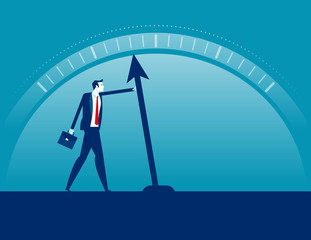 Pushing scale changing from poor to good. Business investor with profit concept, Leadership, Flat cartoon vector style design