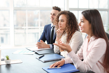 Human resources commission during job interview in office