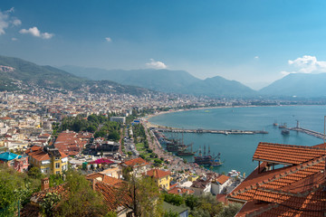 Naklejka na ściany i meble Turkish city Alanya situated in the cozy bay of the Mediterranean sea