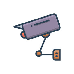 Color illustration icon for cctv camera 