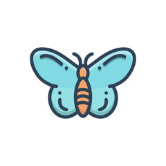 Color illustration icon for butterfly  