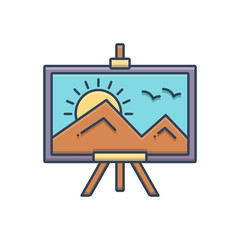 Color illustration icon for painting canvas