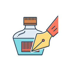 Color illustration icon for ink pen 