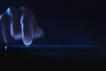 people's hand using  modern technology working playing with happy.