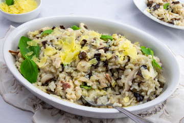 Chicken, bacon and mushroom risotto
