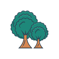Color illustration icon for trees 