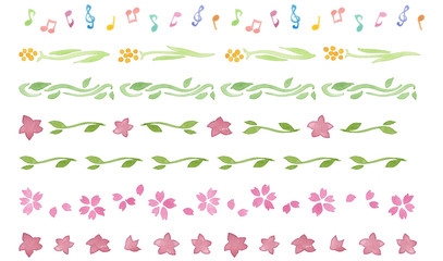 春の飾り線　水彩