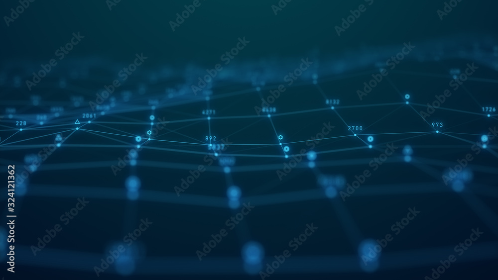 Poster abstract plexus geometry data background connecting technology concept digital communication network moving line and dot