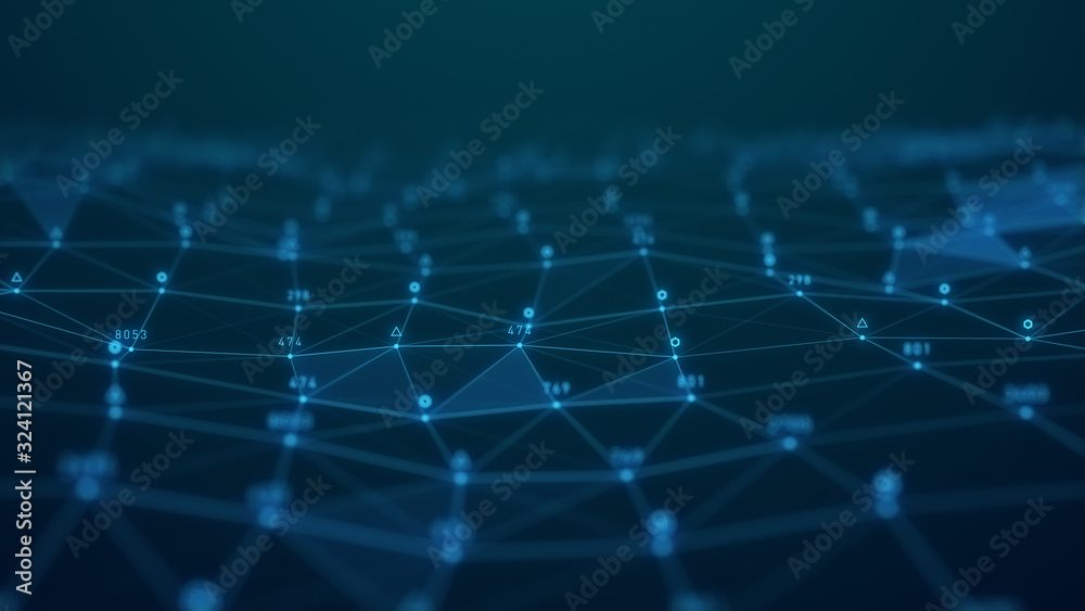 Poster abstract plexus geometry data background connecting technology concept digital communication network moving line and dot