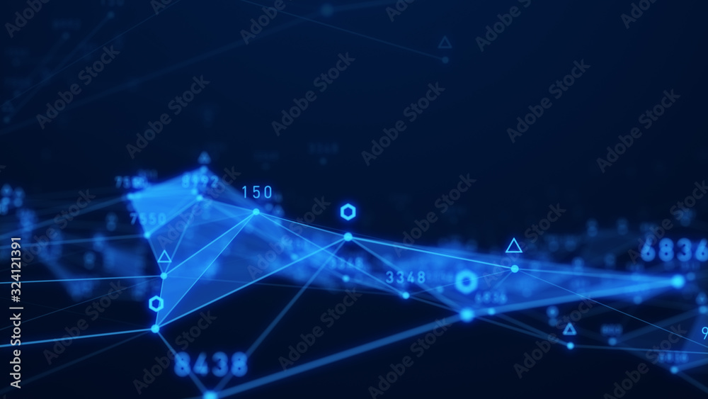 Poster abstract plexus geometry data background connecting technology concept digital communication network moving line and dot
