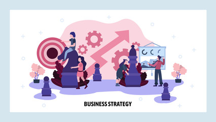 Business strategy and planning concept. Consulting team plan business growth. Vector web site design template. Landing page website illustration