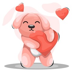 adorable dog with love cartoon vector