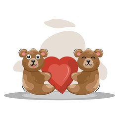 adorable bear with love cartoon vector