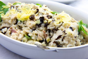 Chicken, bacon and mushroom risotto