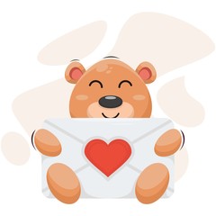 adorable bear with envelope love cartoon vector