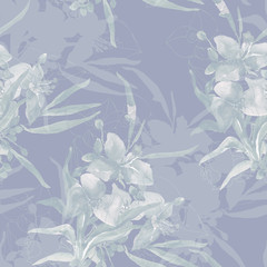 Spring flowers. Seamless pattern. Pattern on white and color background.