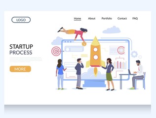 Obraz na płótnie Canvas Startup process vector website landing page design template