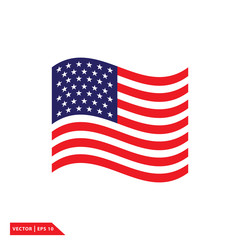 flag USA icon vector logo design template