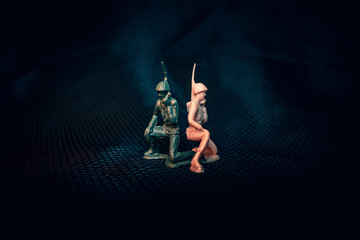 Green and Tan Army men with radios