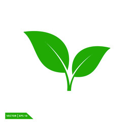 Leaf green ecology icon vector logo template