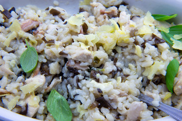 Chicken, bacon and mushroom risotto