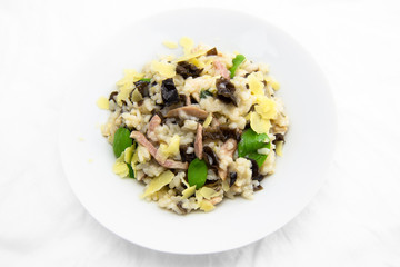 Chicken, bacon and mushroom risotto