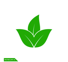 Leaf green ecology icon vector logo template