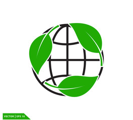 Leaf green ecology icon vector logo template