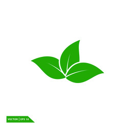 Leaf green ecology icon vector logo template