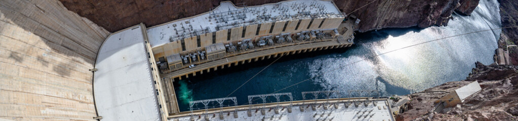 Powerhouse as seen from the top of Hoover Dam on the border of Nevada and Arizona in the United States