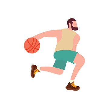 Basketball player Shot actions Flat illustration vector